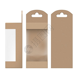 具有透明窗口的手工艺棕色纸包装礼品箱设计图片