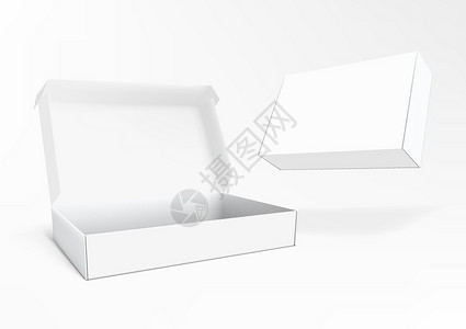 现实的开放和封闭的空包装箱包装品牌推广小样嘲笑产品纸板盒子白色礼物背景图片