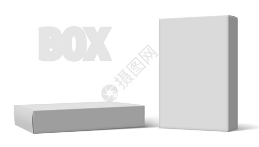 空白盒子各种角 3D 空白包套件框集白色品牌产品店铺盒子灰色团体医疗样机定制插画