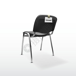 3D 现代办公椅黑布与空置标志办公室机动性经理公司工作椅子座位客户招聘商业插画