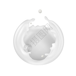 液体胶水白色的乳霜喷发现实的牛奶球插画
