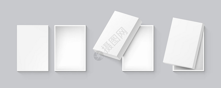 纸影3D 带有影子集的白色打开框设计图片