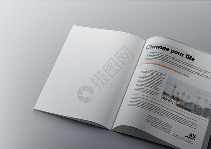 3D 杂志设计概念 清洁白页商业白色小册子嘲笑目录空白小样背景图片