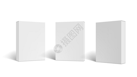 空白盒子各种角 3D 空白包套件框集推广包装定制小样团体船运正方形电脑店铺医疗插画