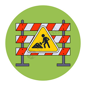 锥形交通路标为驾车者修建围栏 正在建造的标志交通沥青工作击剑施工木板城市道路运输街道插画