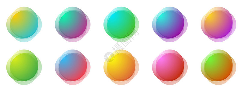 色彩多彩的横幅 一套有创意的圆形横幅 矢量插图背景图片