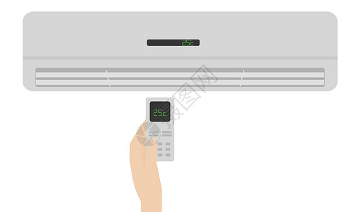 舒适温度为调节室内温度而配备遥控器的空调机 用于调节室内温度;插画
