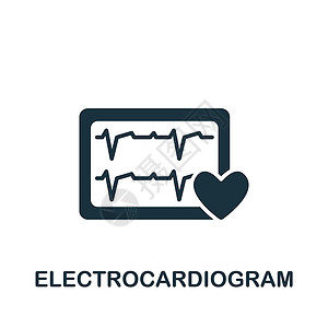 电子脉冲电子心电图图标 单色简单健康检查图标 用于模板 网络设计和信息图表等插画