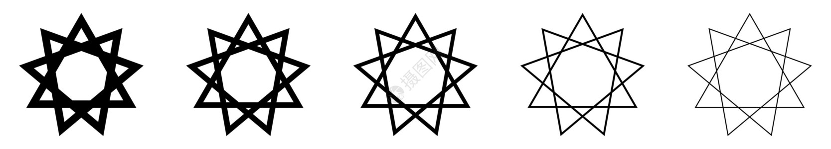 泛神星 黑线巴哈教标志集 巴哈教宗教象征祷告文化上帝世界神学仪式精神徽章信仰崇拜背景图片