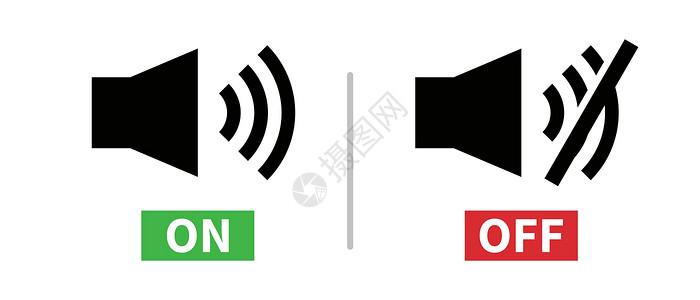 图标静音音响按键和调频按钮 与音量相关的矢量图标设计图片