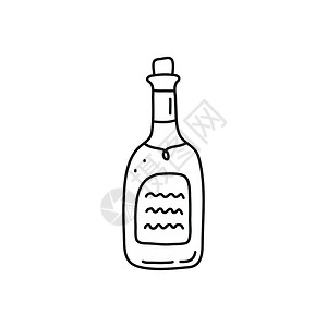 龙舌兰面条的白葡萄酒瓶子派对黑色饮料草图酒精涂鸦标签菜单绘画庆典设计图片