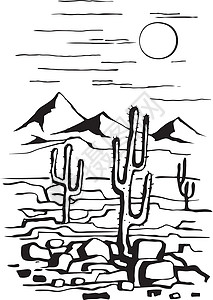 高美湿地美国有仙人掌和山峰设计图片