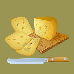木头刀奶酪切成块块插画