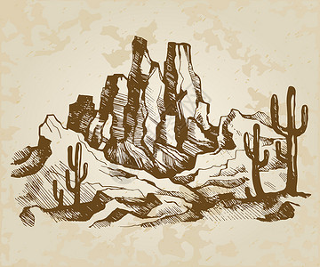 巴那山亚利桑那州典型地貌插画