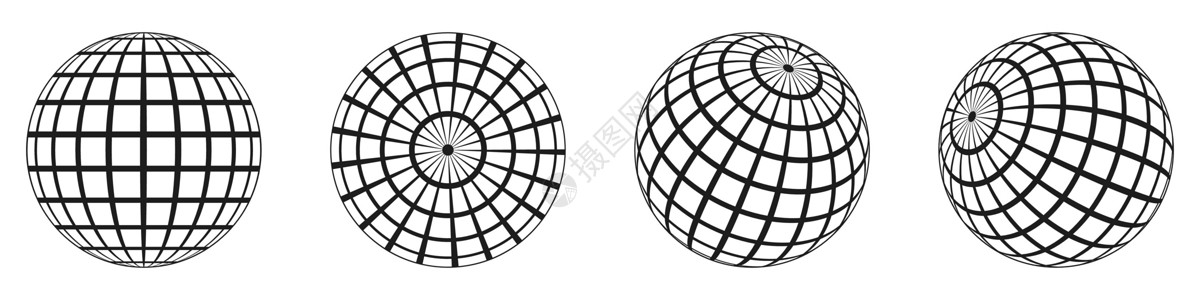 角度不同3D球地球 不同角度的线性地球网格世界插图互联网行星子午线圆圈条纹金属纬度线条设计图片