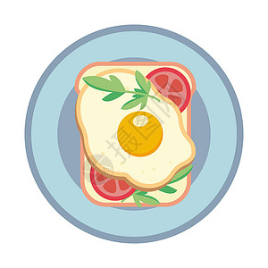 原味切片面包三明治加煎蛋和番茄 矢量插图插画