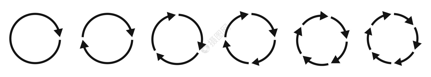 圆环形箭头箭头图标设置 圆形箭头 黑圆箭头 矢量说明倒带运动收藏信息插图指针旋转曲线网络图表插画
