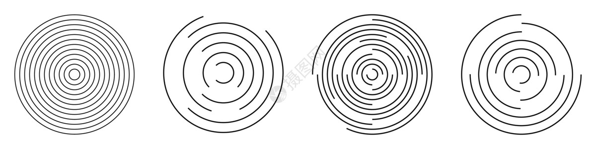 一组抽象线性圆 装饰矢量元素背景图片