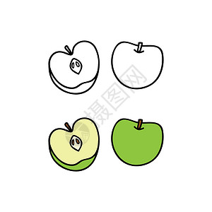 面条和彩色苹果水果背景图片