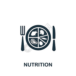 营养师图标营养图标 单色简单健康生活方式图标 用于模板 网络设计和信息资料图的功能插画
