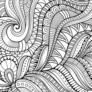 装饰性民族病媒背景螺旋艺术卡片叶子手绘繁荣涂鸦卷曲程式化海浪背景图片