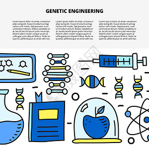 涂鸦图带有涂鸦基因工程图标的条文模板设计图片