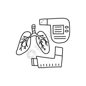 激励性肺活量计多面肺 口袋吸入器和气压计插画