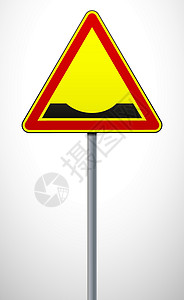 善变道路上的警告路标坑洼 帖子上的标志 交通法规 标志和道路标记 矢量图设计图片
