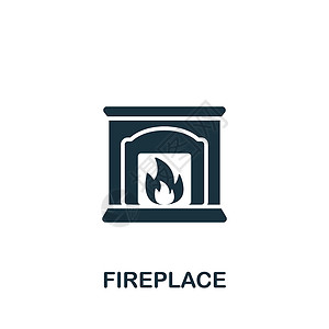 壁炉设计素材Fifplace 图标 用于模板 网络设计和信息图的单色简单内建家具图标插画