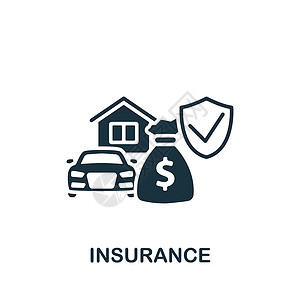 保险公司图标保险图标 用于模板 网页设计和信息图形的单色简单保险图标插画