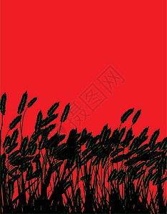 红色双光环绕绿草艺术品插图玉米艺术农作物棕色农业绘画农田生长背景图片