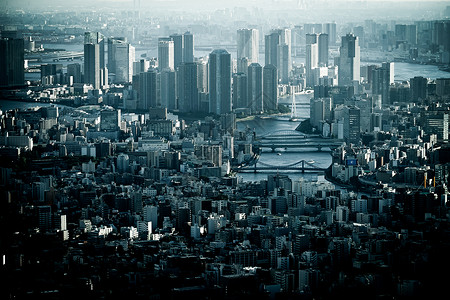 隅田川高层公寓人口密集区高清图片