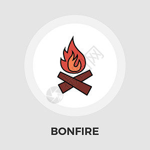 潍柴Bonfire 向量平方图标火焰篝火卡通片烧伤绘画日志橙子闲暇插图艺术插画