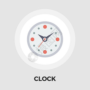 时钟平板图标白色按钮拨号圆圈红色手表绘画数字小时办公室背景图片