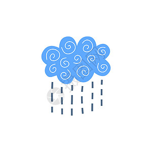 斯堪的纳维亚雨云苗圃婴儿漩涡派对极简天空卡通片雨滴艺术绘画背景图片