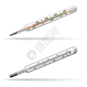 用于测量人体温度的玻璃汞和酒精温度计 向量表(Voctor )插画