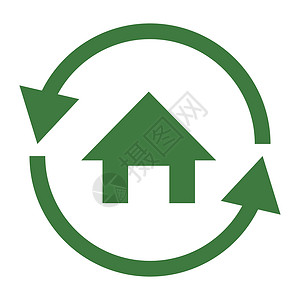 村庄图标旋转箭头和家图标 绿色向量设计图片