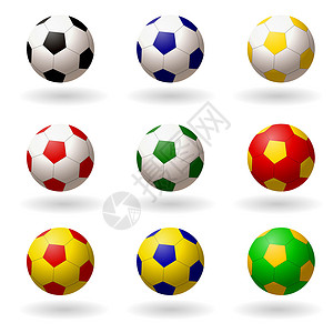 足球 球的颜色不同 白色背景上的物体 矢量插图( Victor 解码)背景图片