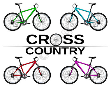 不同颜色的跨国家自行车背景图片