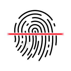 安全指纹扫描指纹识别概念 指纹图标 黑色指纹图标钥匙指尖身份安全生物白色烙印犯罪扫描器打印插画