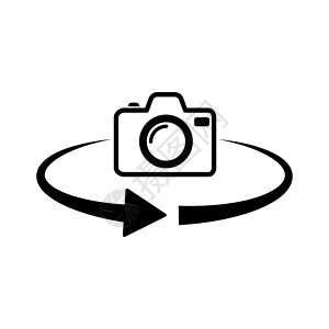 白色相机素材摄像头旋转图标 360度旋转 矢量相机图标设计图片