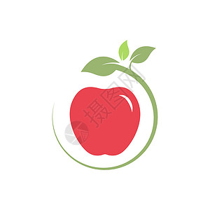 Apple 图标图标徽标设计插图模板农业商业标识食物水果红色饮食叶子绿色公司背景图片