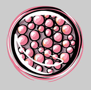 擦腮红彩球气球符合现实的粉色矢量图解 装饰美容的化妆品 用手画时尚素描的风格来说明设计图片
