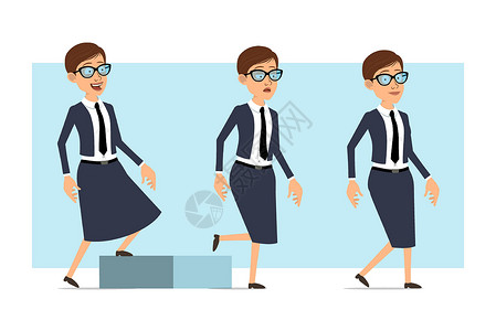 正在走路的女人卡通商业教练 女性性格矢量领带女孩办公室运气老师套装楼梯记者女士动画片设计图片