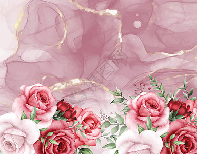 玫瑰花型浪漫花椰花背景花卉花朵插画