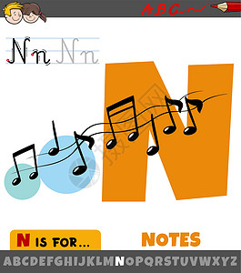 音符元素带有音符的字母字母 N设计图片