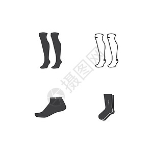 女士袜子Socks 图标棉布织物女士服饰女性中风标识短袜衣服插图插画