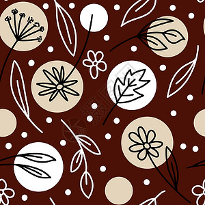 勃艮第叶雌蕊手画无缝花卉图案 用中性蜜蜂背景的布贡迪马萨拉花朵绘制 优美的红色黑白叶花瓣开花作为纺织包装纸 夏季秋天婚礼设计以最起码的方式进背景