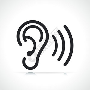 垂耳人类耳朵或听耳图标插画