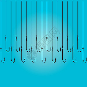 鱼钩图标商业诱饵黑色钓鱼陷阱渔夫插图垂钓者齿轮运动背景图片